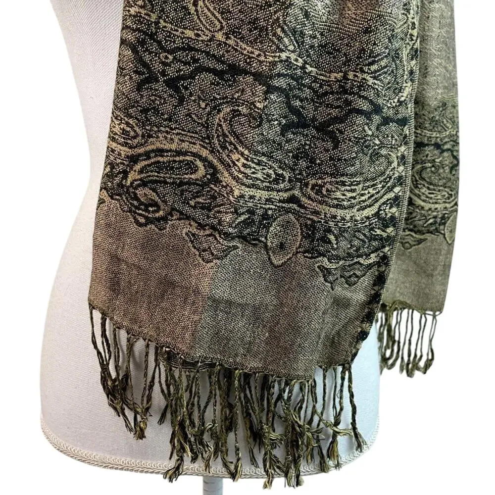 Pashmina Silk Blend Scarf With Fringe